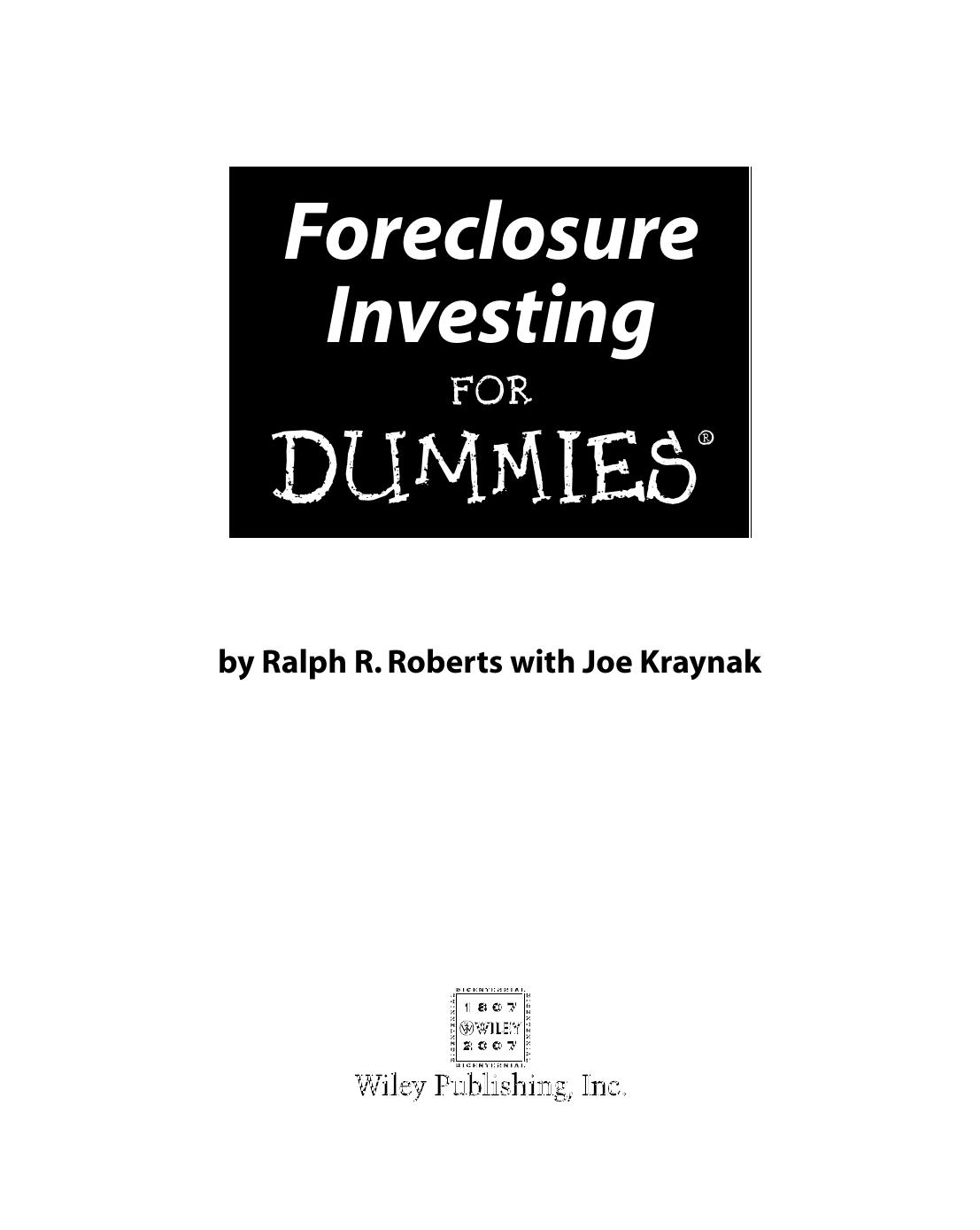 Foreclosure Investing for Dummies