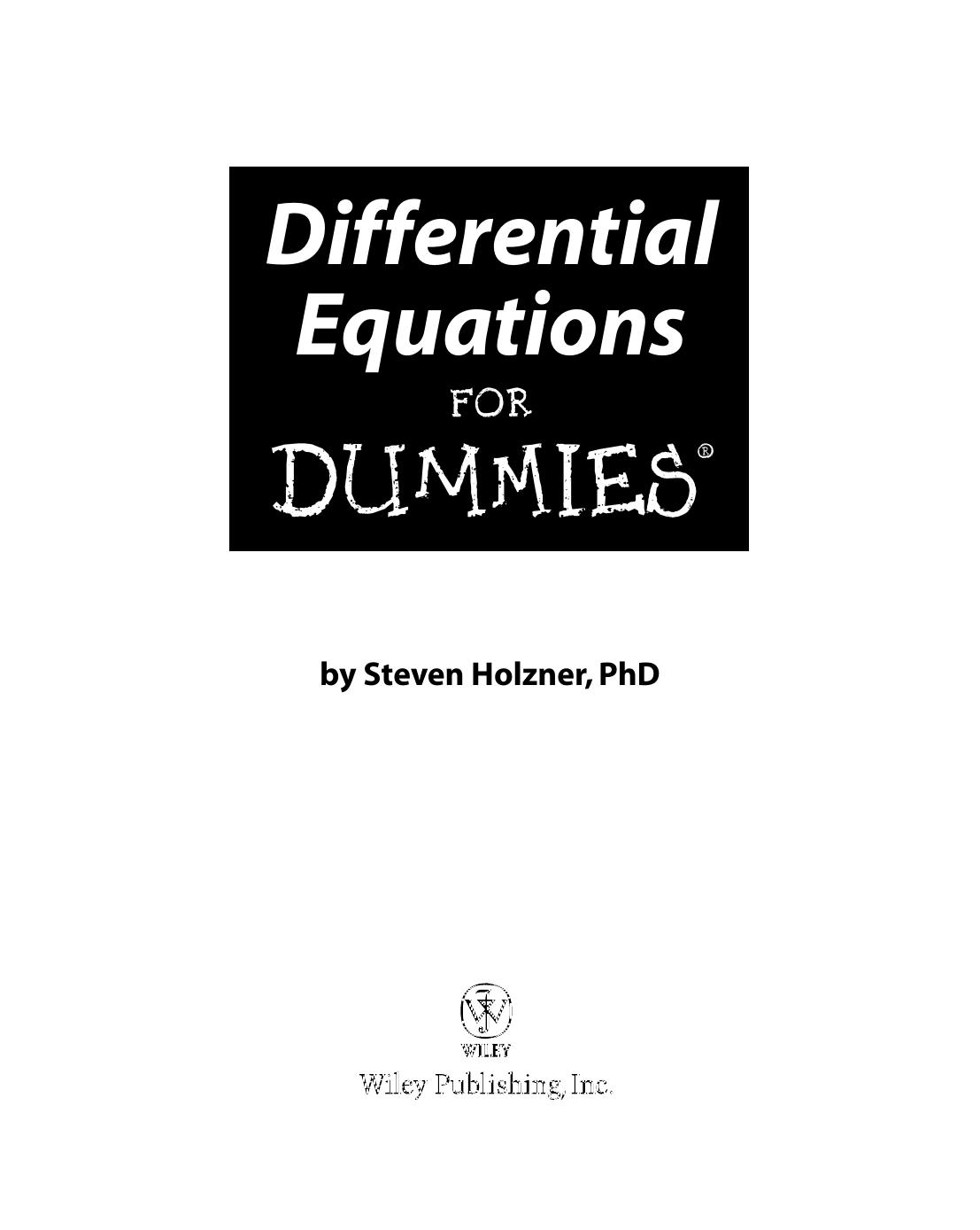 Differential Equations For Dumm - Unknown