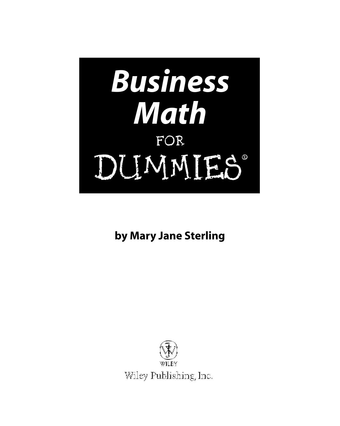 Business Math For Dummies - Unknown