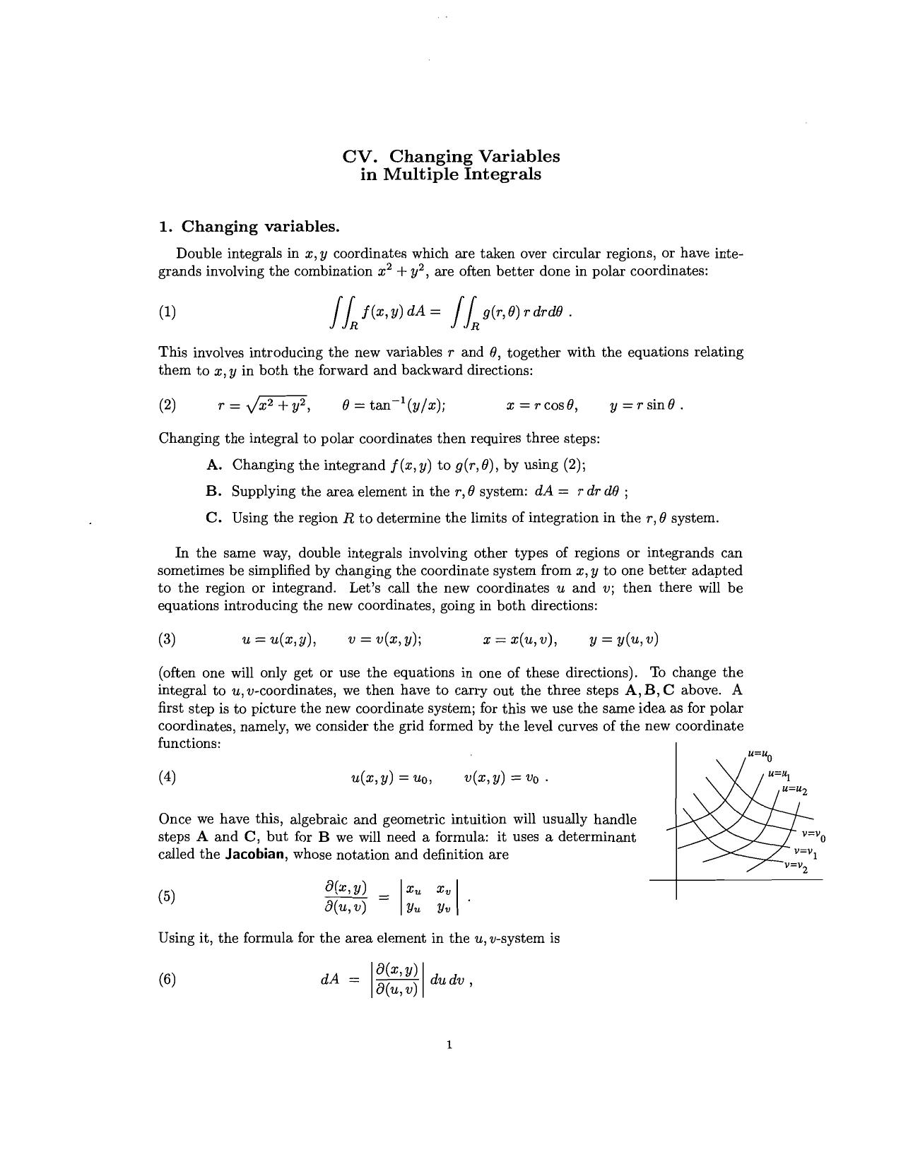Changing Variables In Multiple Integrals-Ln