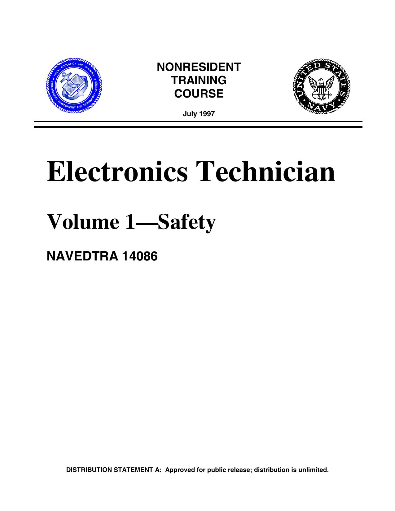 ELECTRONICS TECHNICIAN VOL 1
