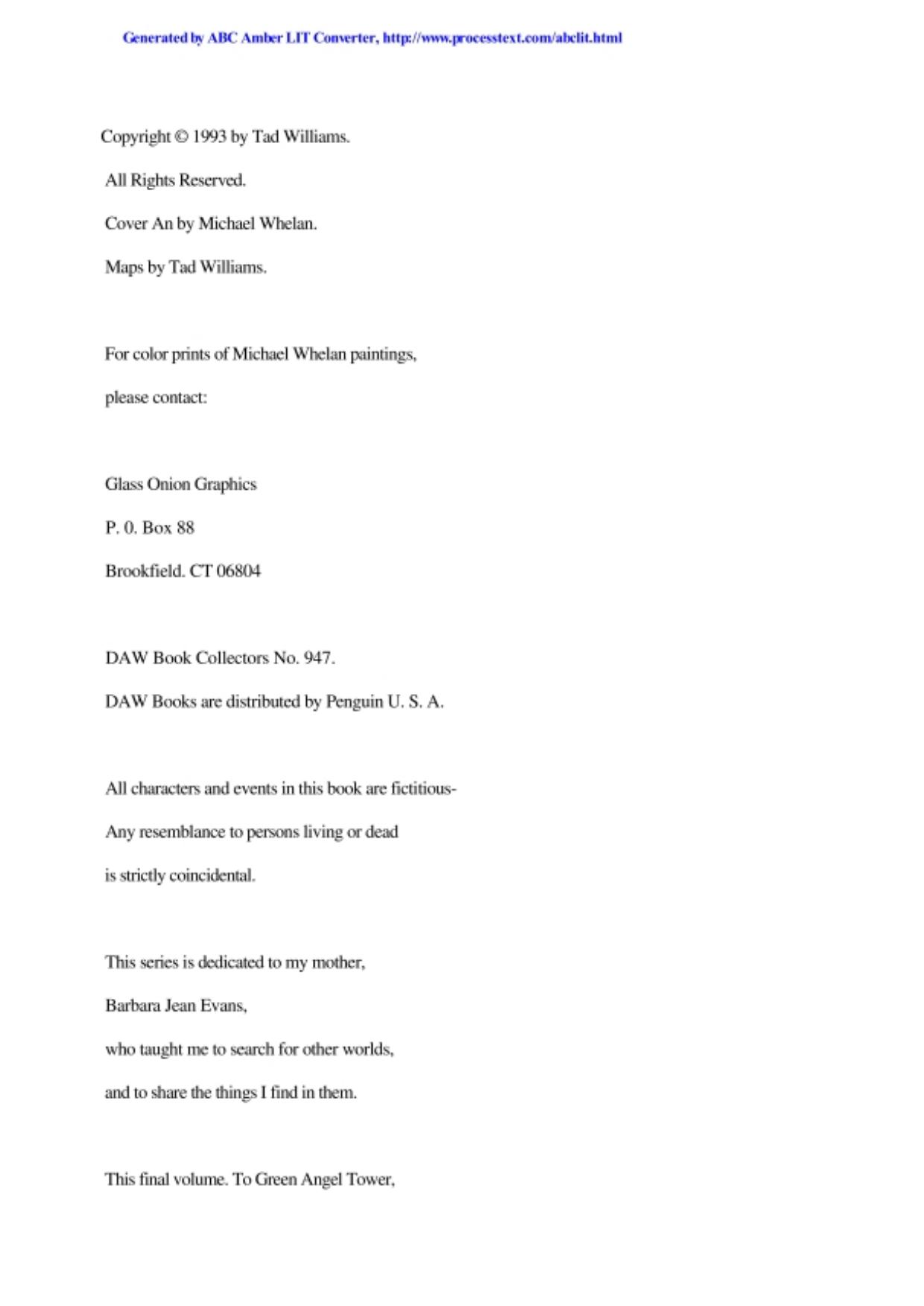Williams, Tad - Memory, Sorrow, and Thorn 03 - To Green Angel Tower pt.1