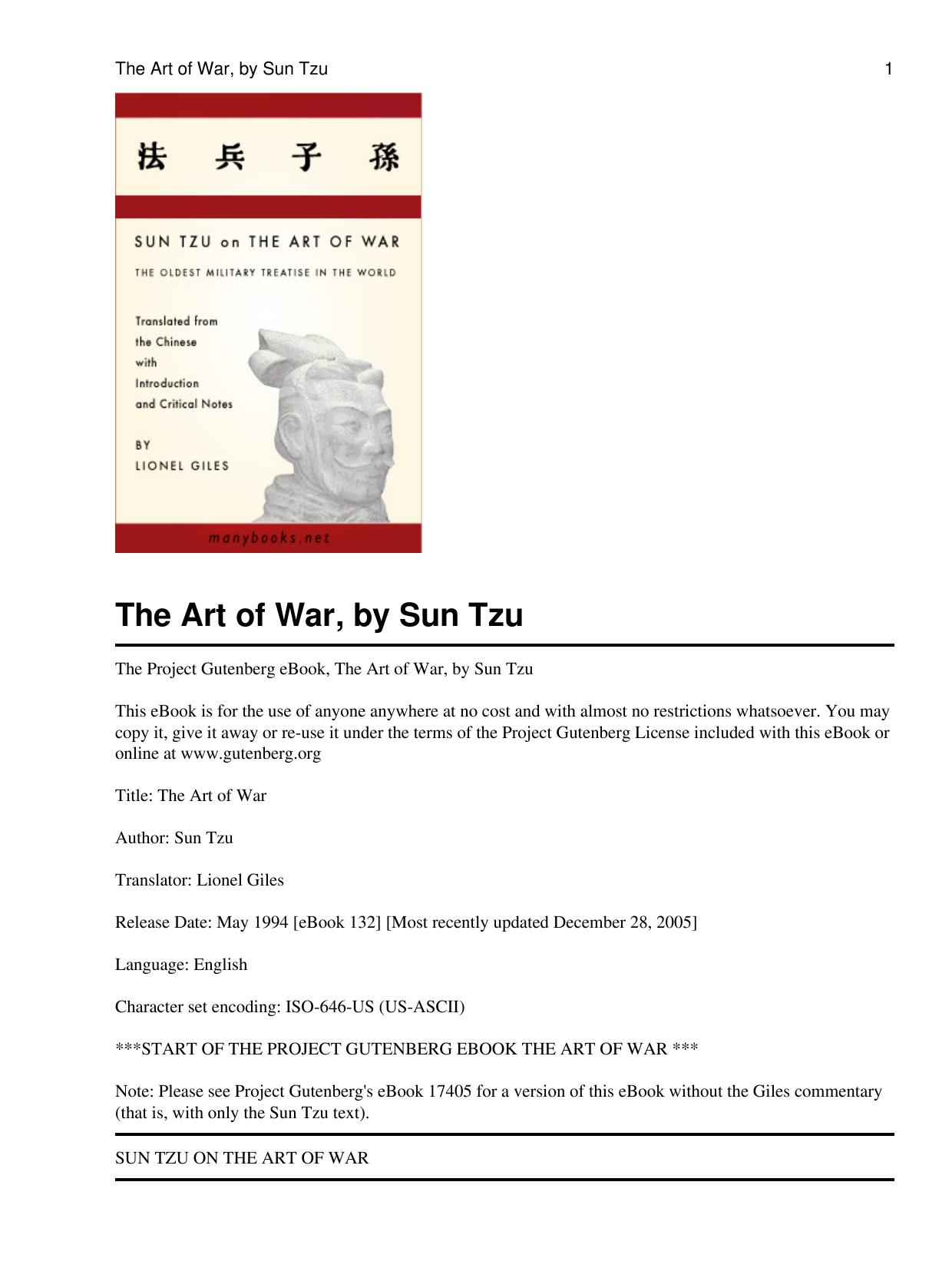 Tzu, Sun - The Art of War