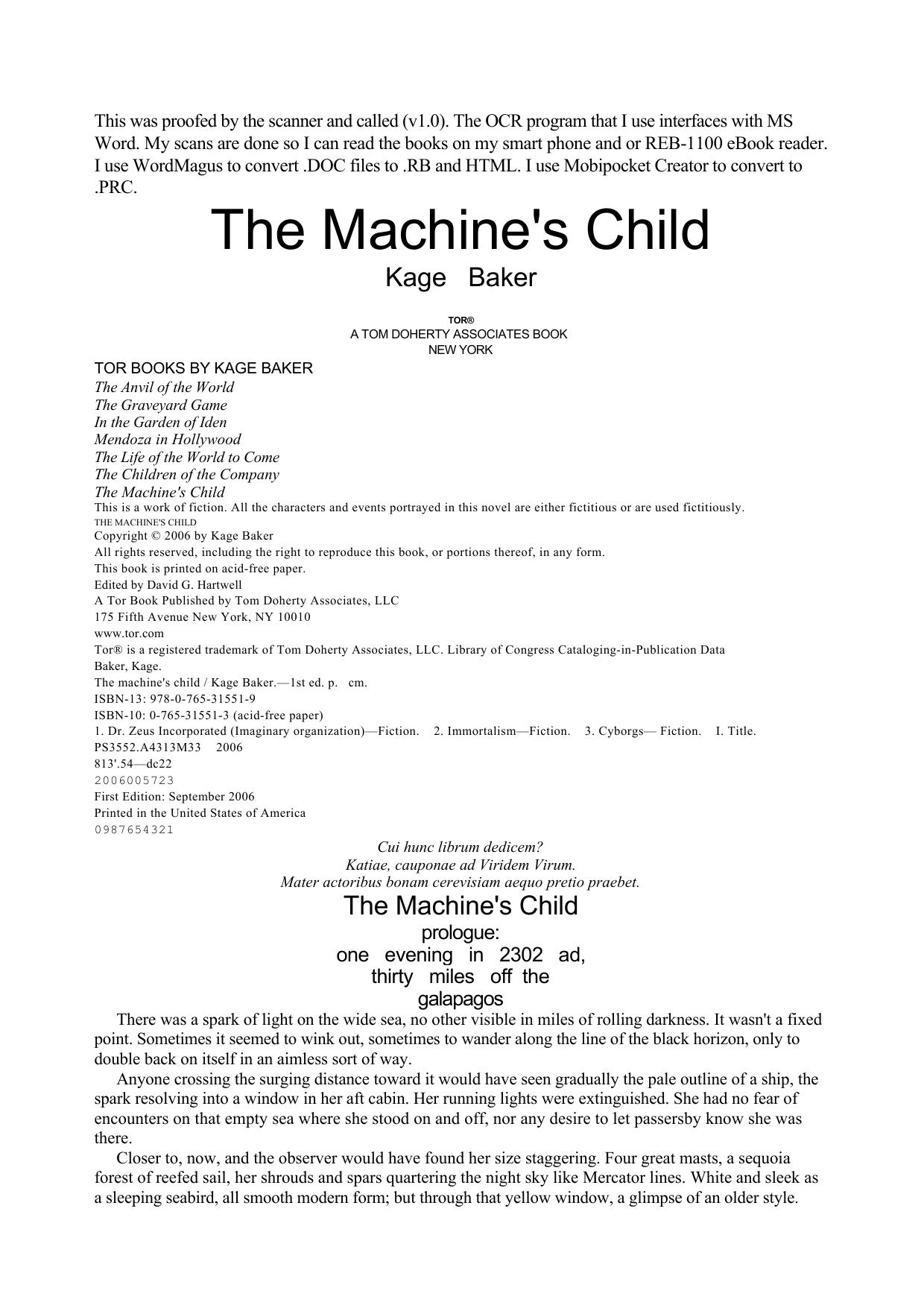 Baker, Kage - Company 07 - The Machiness Child