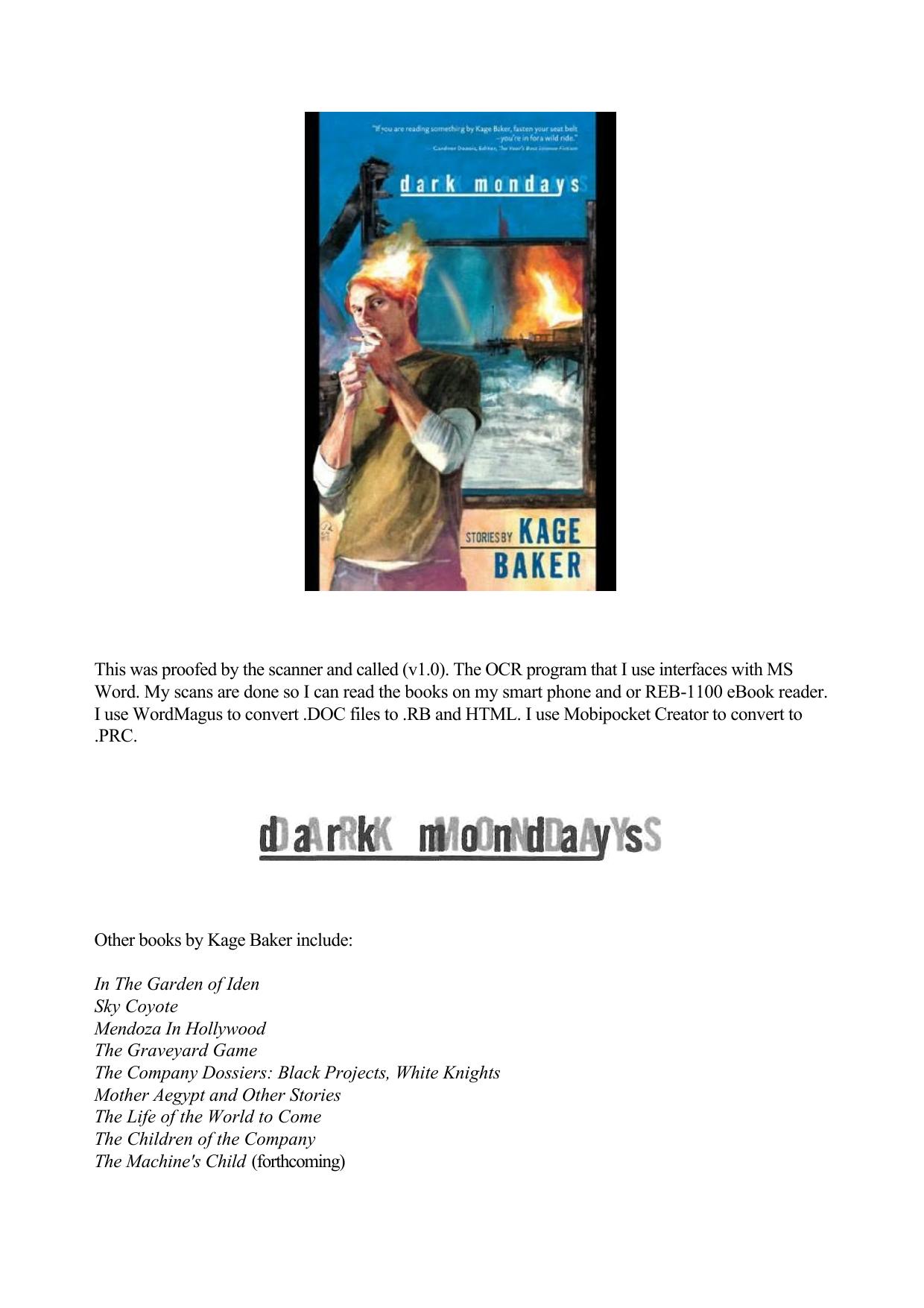 Baker, Kage - Dark Mondays