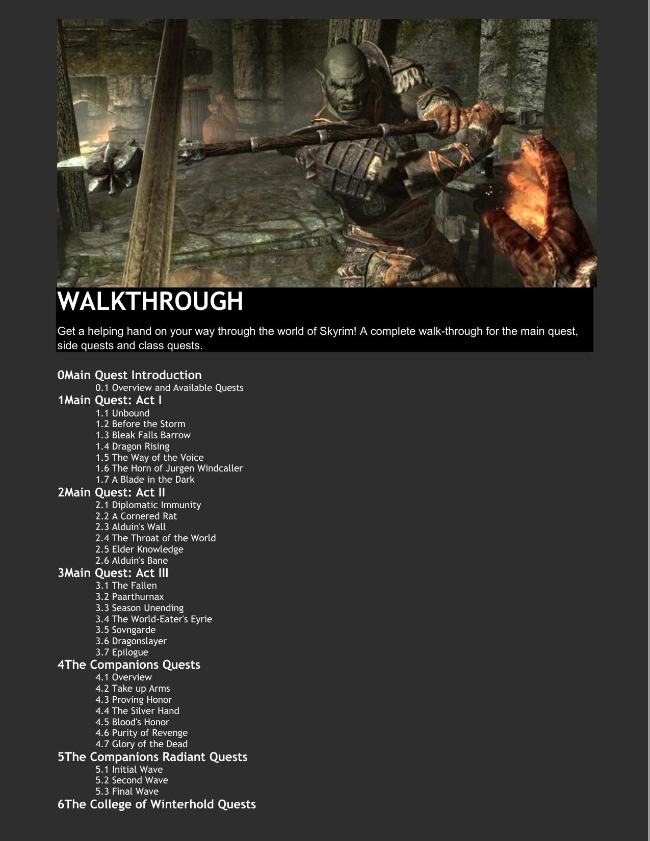 Skyrim Walkthrough