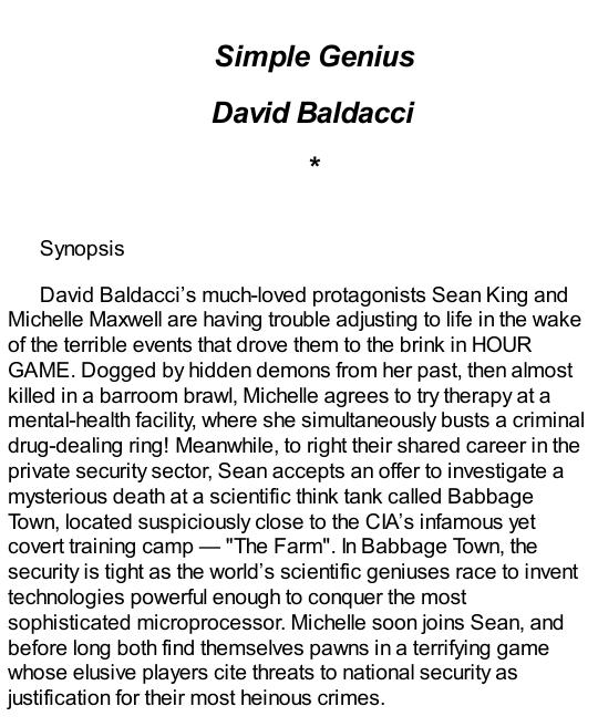 Baldacci, David - Simple Genius