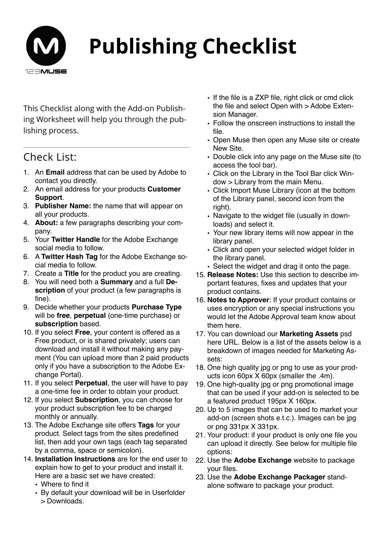 Publishing checklist